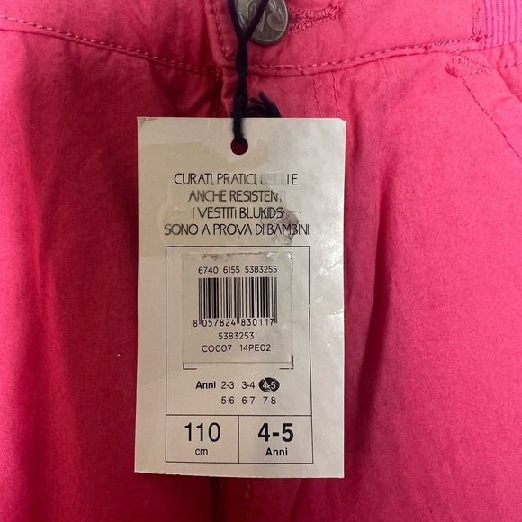 Blukids Girls Size 6 - 6X Cargo Pants From Italy elastic Waist Pink Embroidered - Picture 9 of 14